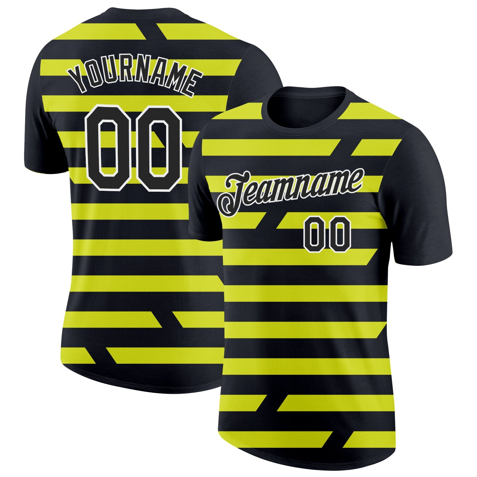 Custom Black Neon Yellow-White 3D Esports Performance T-Shirt - Main View