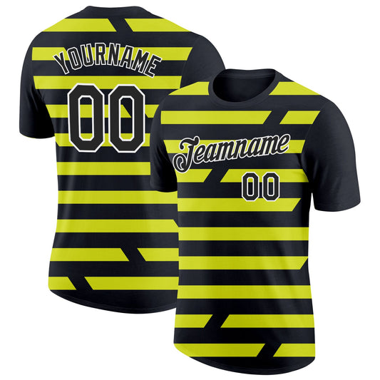 Custom Black Neon Yellow-White 3D Esports Performance T-Shirt - Main View