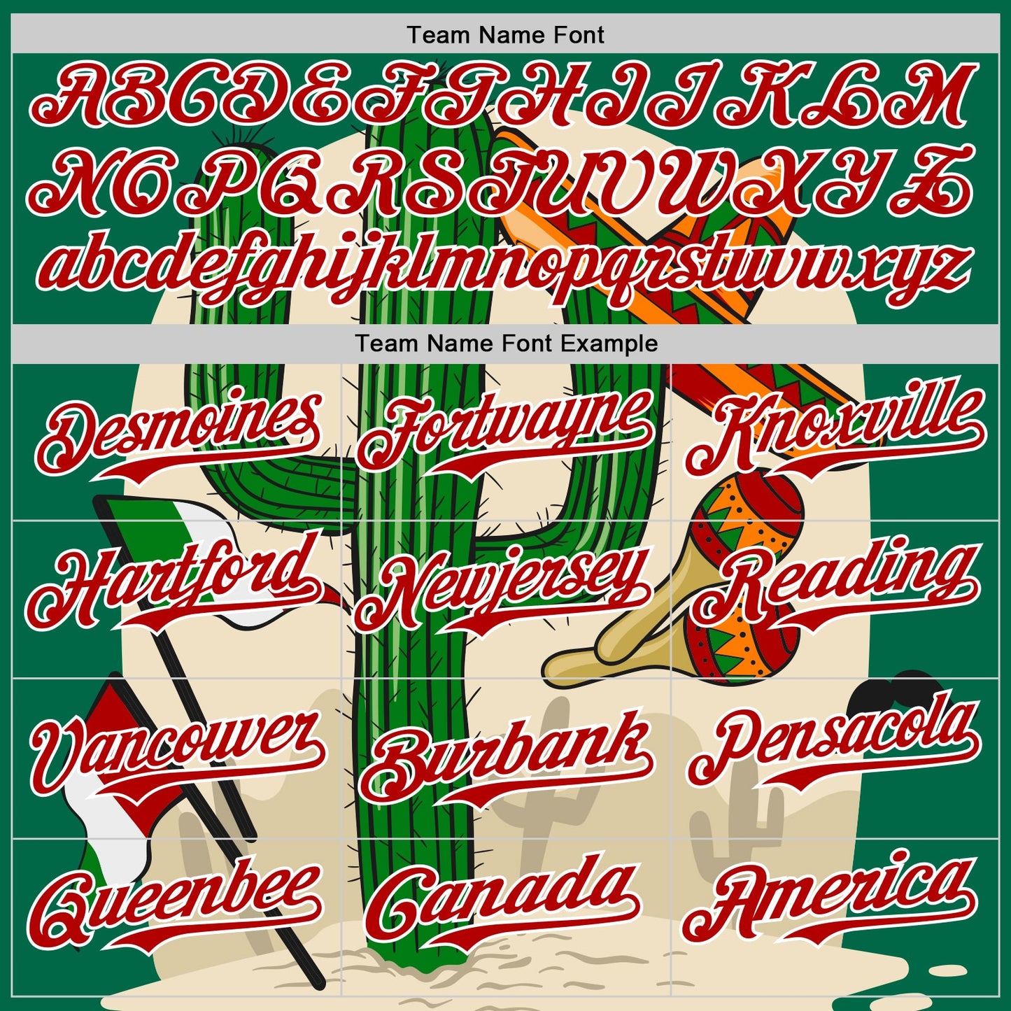 Custom Kelly Green Red-White 3D Mexican Festival Cactus Sombrero And Flag Cinco de Mayo Authentic Baseball Jersey view 4