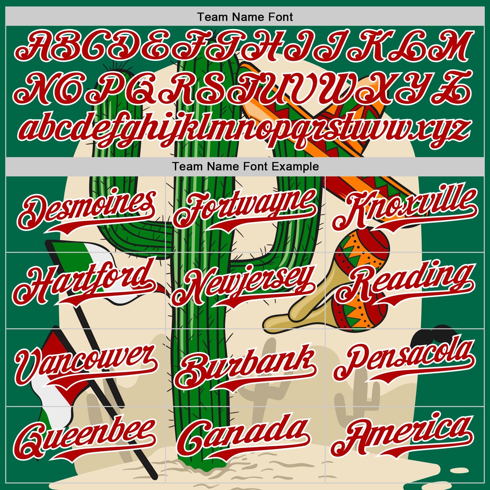 Custom Kelly Green Red-White 3D Mexican Festival Cactus Sombrero And Flag Cinco de Mayo Authentic Baseball Jersey view 4