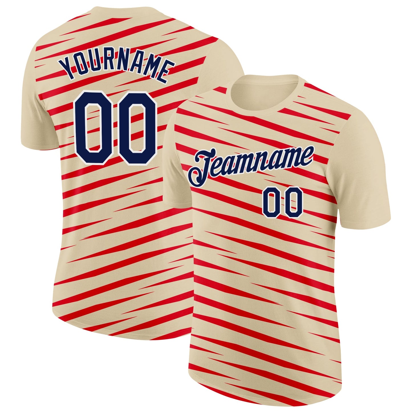 Custom Cream Navy-Fire Red 3D Esports Performance T-Shirt - Main View