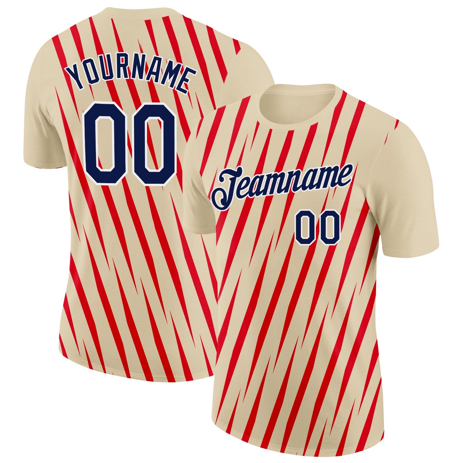 Custom Cream Navy-Fire Red 3D Esports Performance T-Shirt - Main View