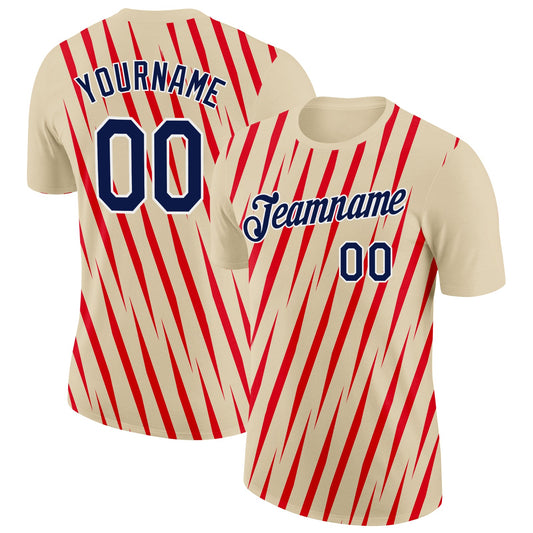 Custom Cream Navy-Fire Red 3D Esports Performance T-Shirt - Main View