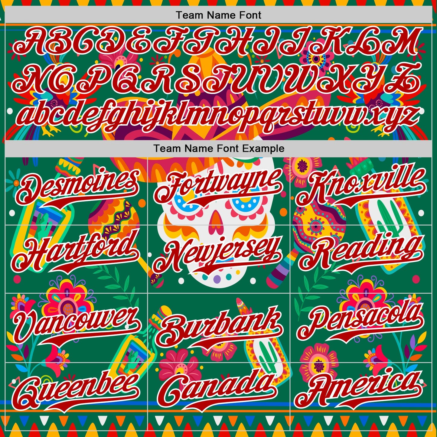 Custom Kelly Green Red-White 3D Mexican Festival Flower Skull With Sombrero Cinco de Mayo Authentic Baseball Jersey view 4