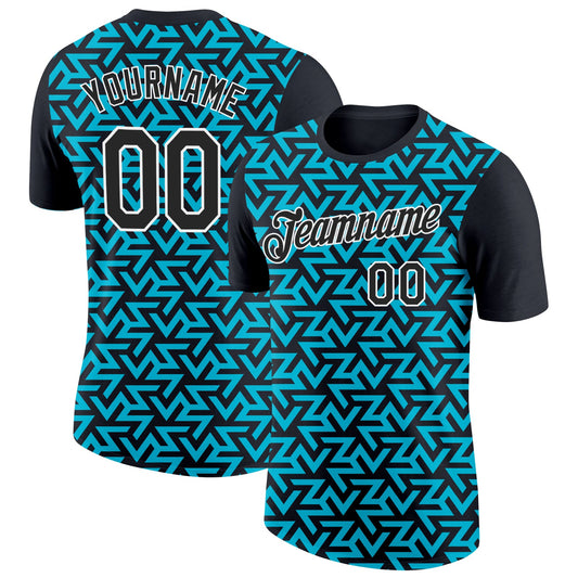 Custom Black Lakes Blue-White 3D Esports Performance T-Shirt - Main View