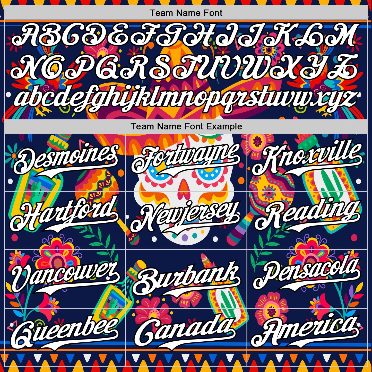 Custom Navy White-Black 3D Mexican Festival Flower Skull With Sombrero Cinco de Mayo Authentic Baseball Jersey view 4