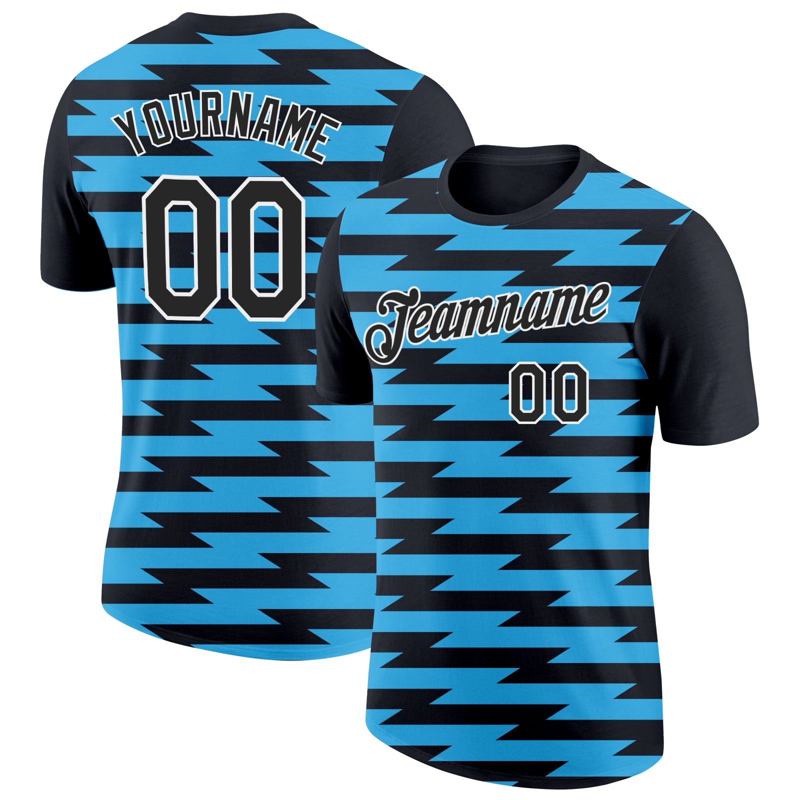 Custom Black Sky Blue-White 3D Esports Performance T-Shirt - Main View