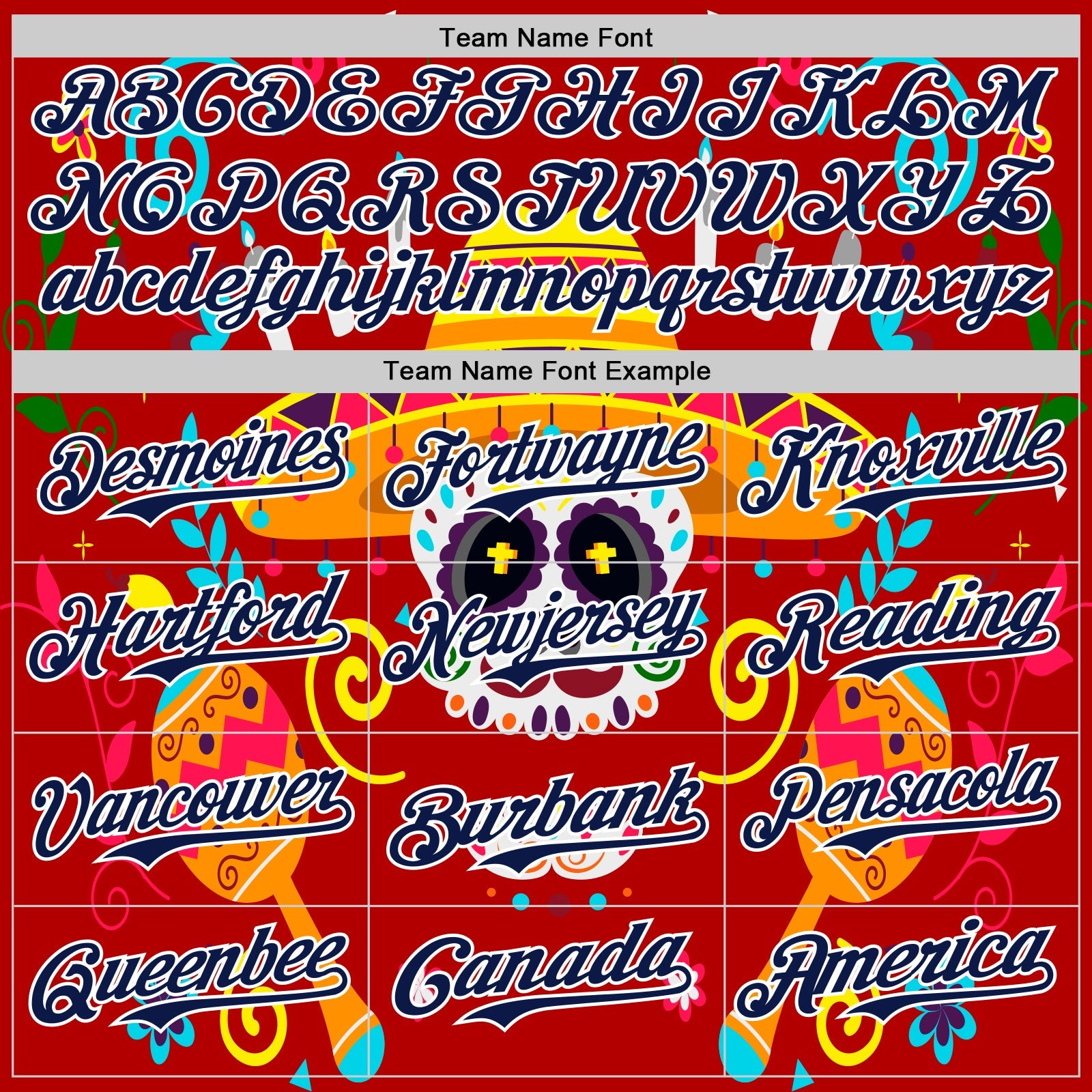 Custom Red Navy-White 3D Mexican Festival Flower And Skull Sombrero Cinco de Mayo Authentic Baseball Jersey view 4