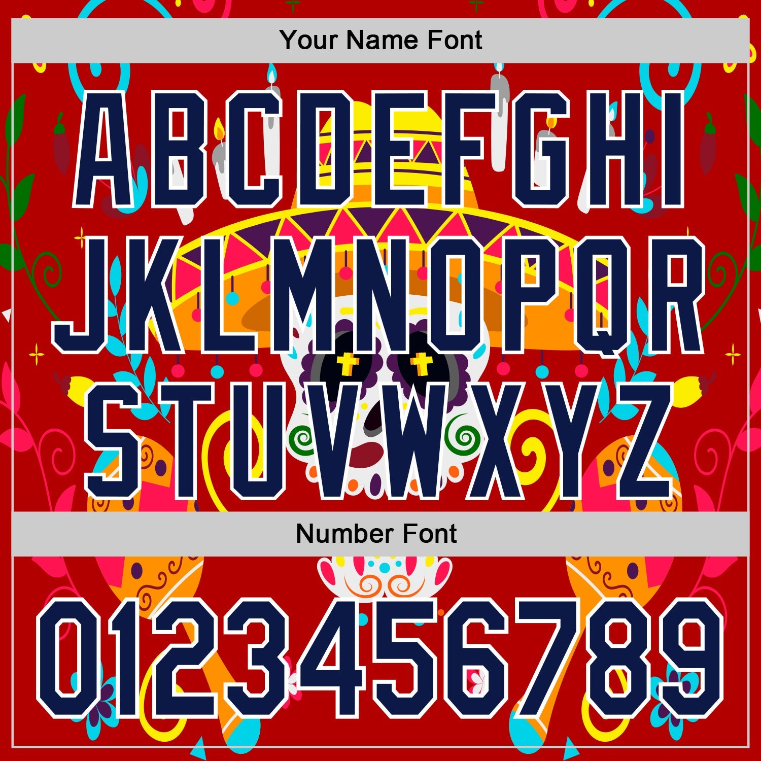Custom Red Navy-White 3D Mexican Festival Flower And Skull Sombrero Cinco de Mayo Authentic Baseball Jersey view 5