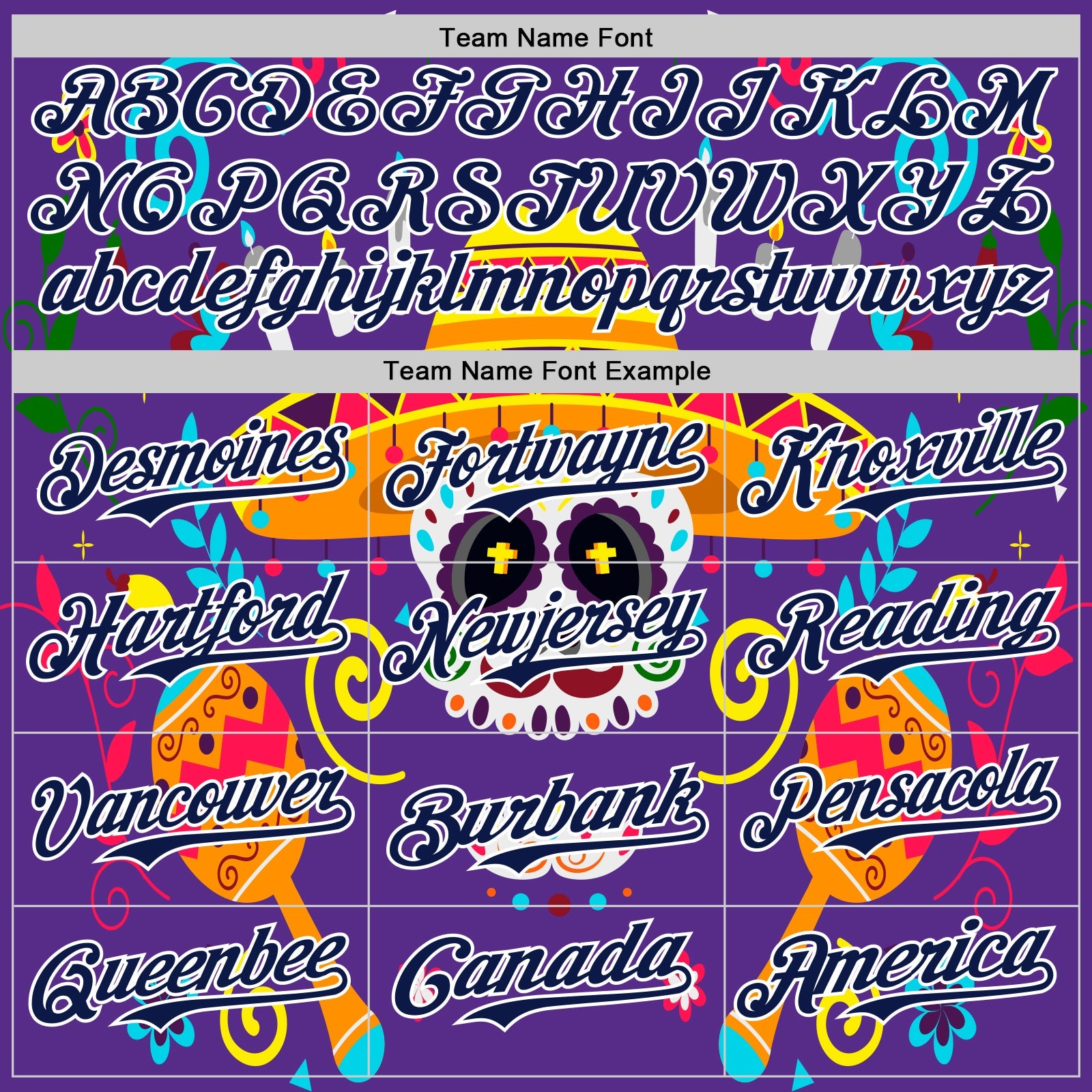 Custom Purple Navy-White 3D Mexican Festival Flower Skull With Sombrero Cinco de Mayo Authentic Baseball Jersey view 4
