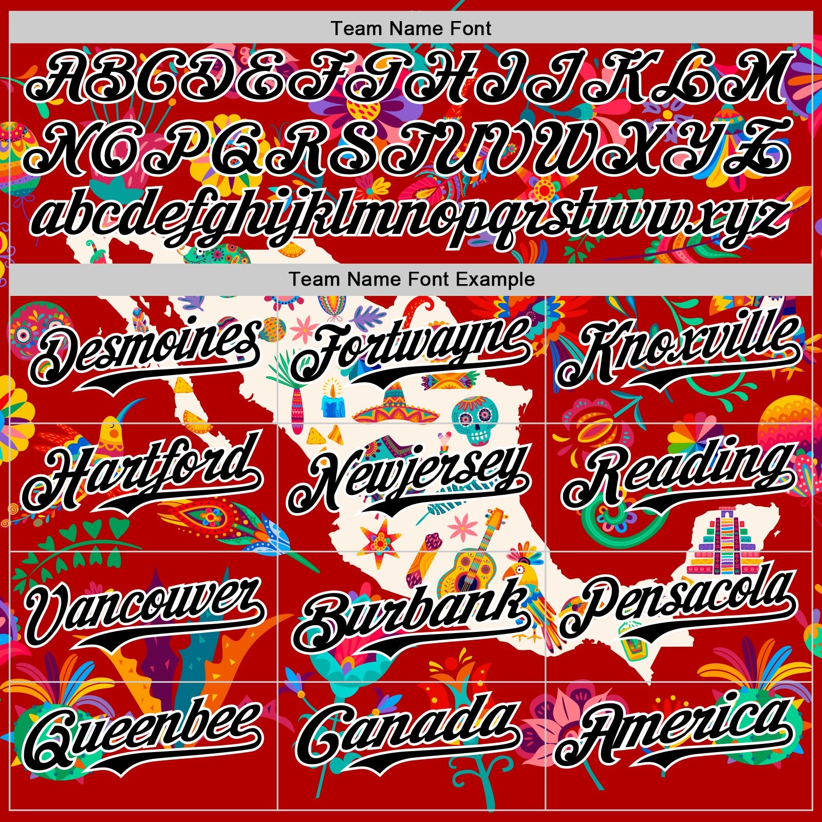Custom Red Black-White 3D Mexico Map With Tropical Plant And Animal Authentic Baseball Jersey view 4