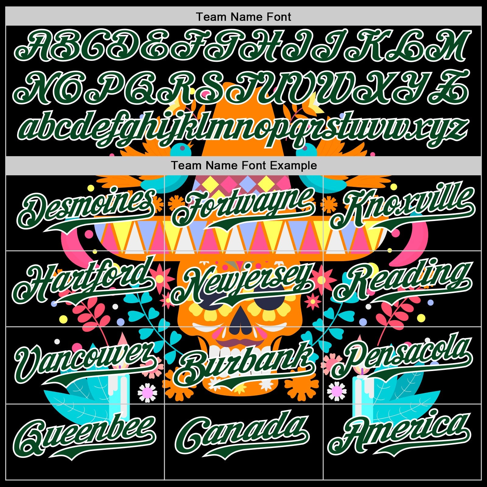 Custom Black Green-White 3D Mexican Festival Flower Skull With Sombrero Cinco de Mayo Authentic Baseball Jersey view 4