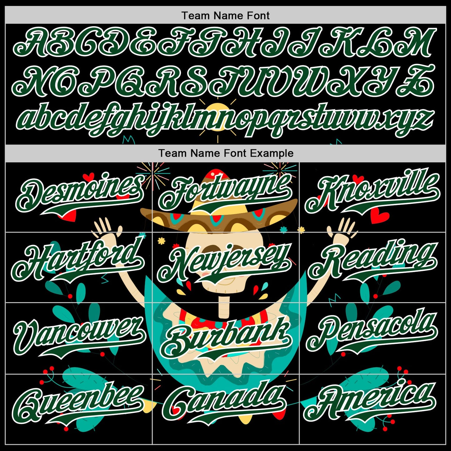 Custom Black Green-White 3D Mexican Festival Flower Skull With Sombrero Cinco de Mayo Authentic Baseball Jersey view 4