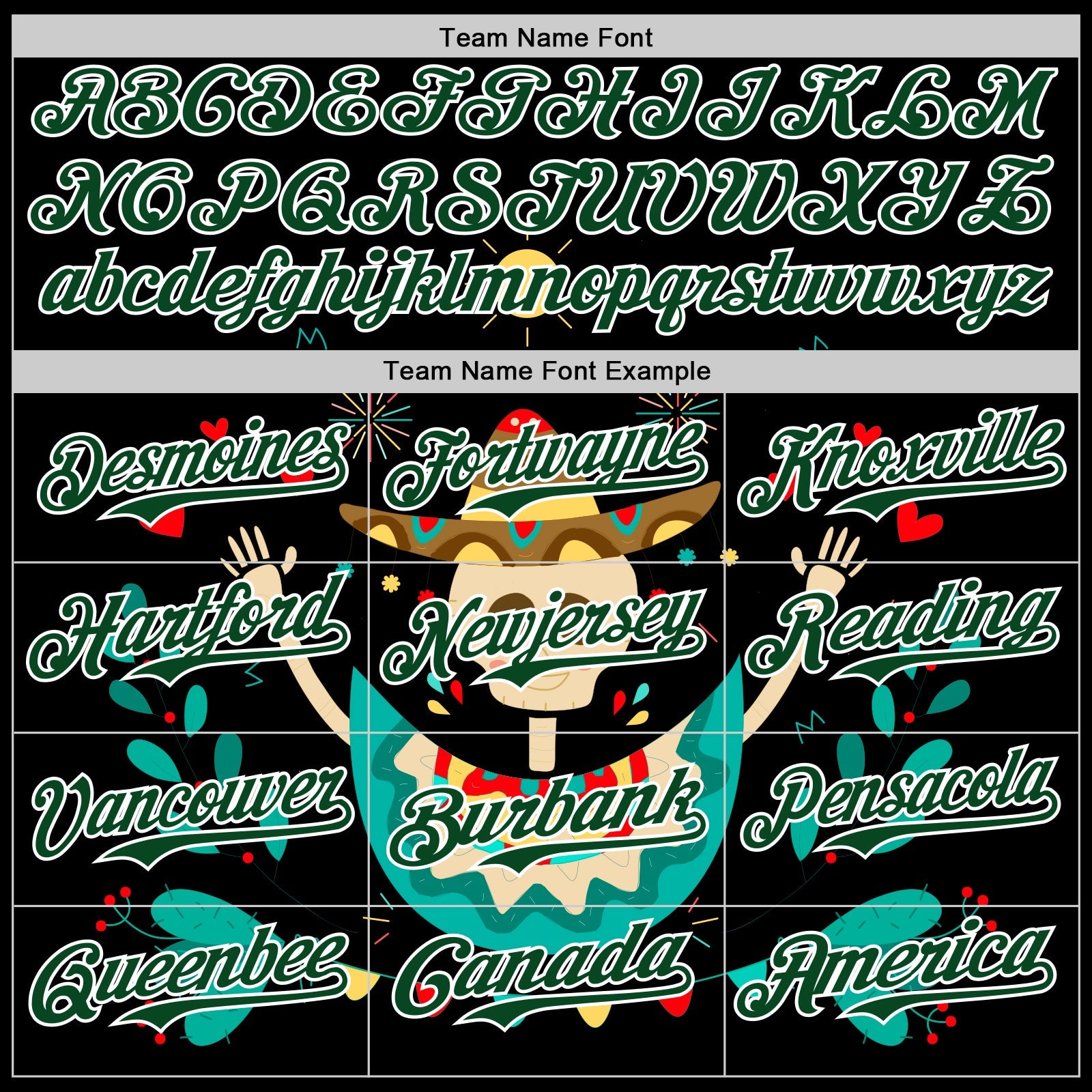 Custom Black Green-White 3D Mexican Festival Flower Skull With Sombrero Cinco de Mayo Authentic Baseball Jersey view 4