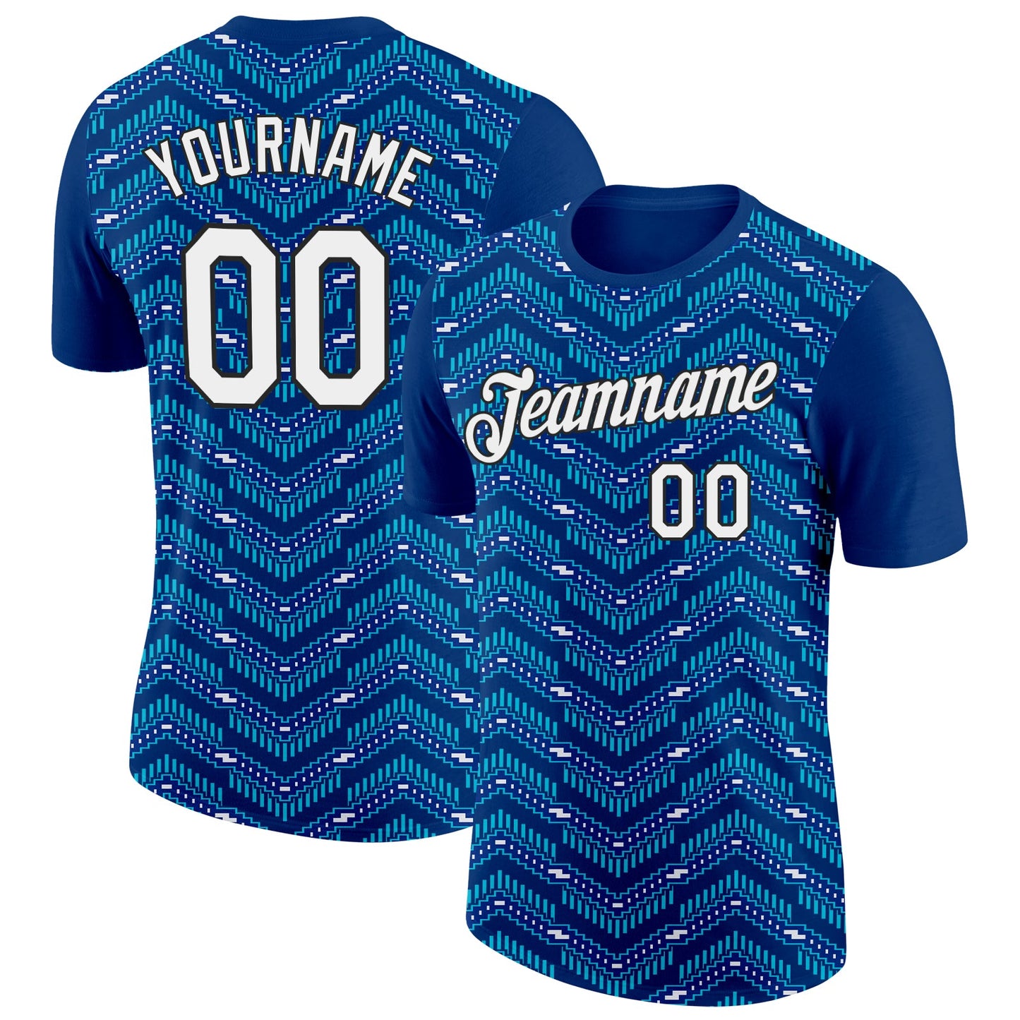 Custom US Navy Blue Royal-Lakes Blue 3D Esports Performance T-Shirt - Main View