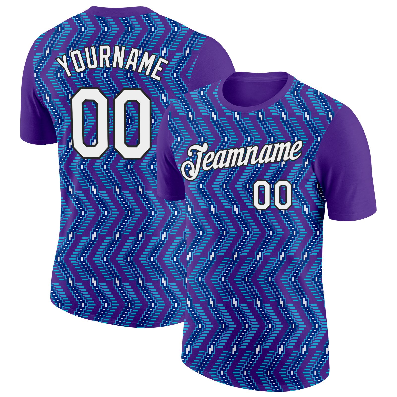 Custom Purple Royal-Lakes Blue 3D Esports Performance T-Shirt - Main View