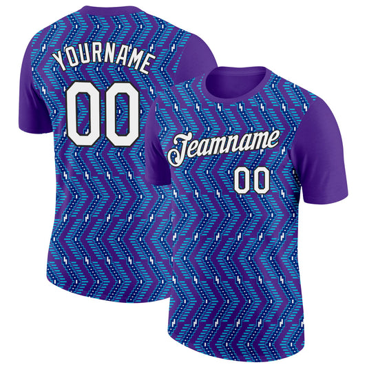 Custom Purple Royal-Lakes Blue 3D Esports Performance T-Shirt - Main View