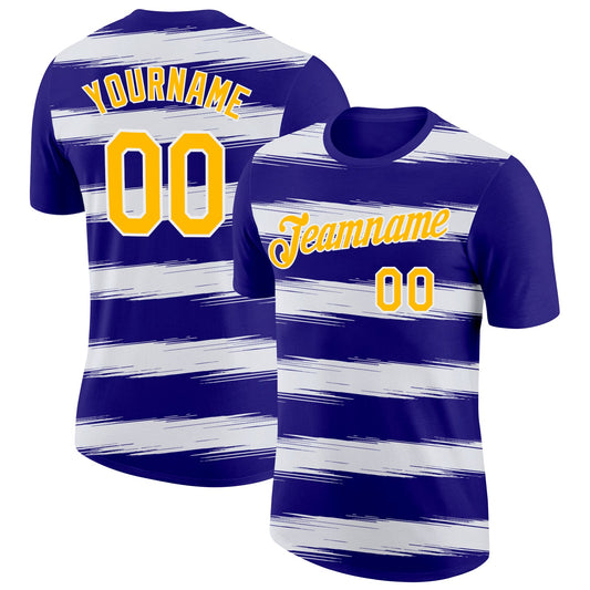 Custom Dark Purple Gold-White 3D Esports Performance T-Shirt - Main View