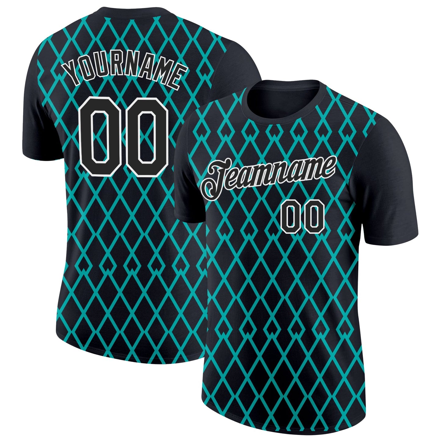 Custom Black Aqua-White 3D Esports Performance T-Shirt - Main View