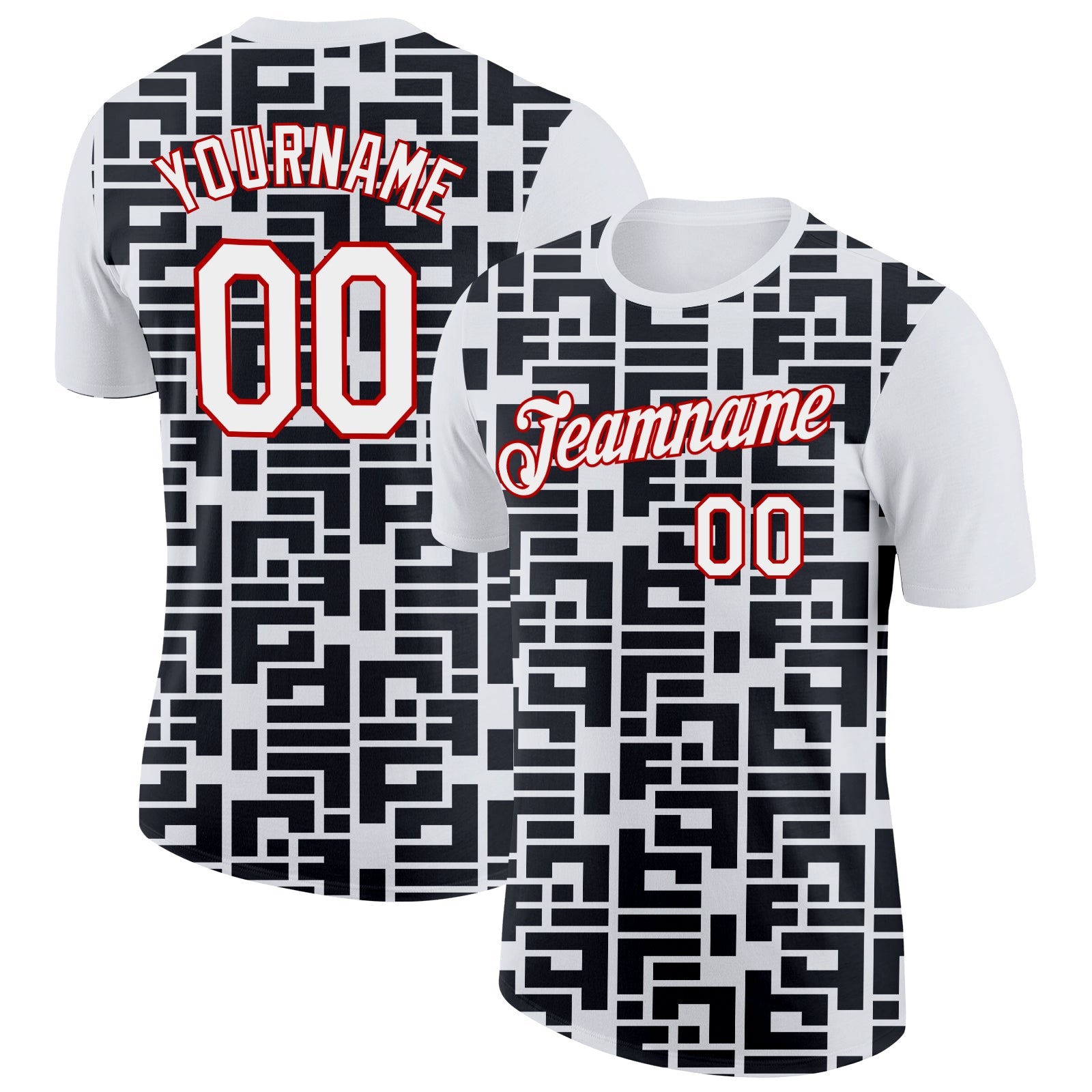 Custom White Black-Red 3D Esports Performance T-Shirt - Main View