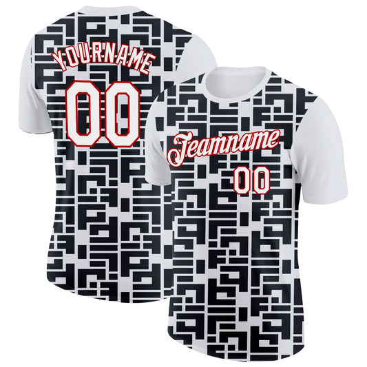 Custom White Black-Red 3D Esports Performance T-Shirt - Main View