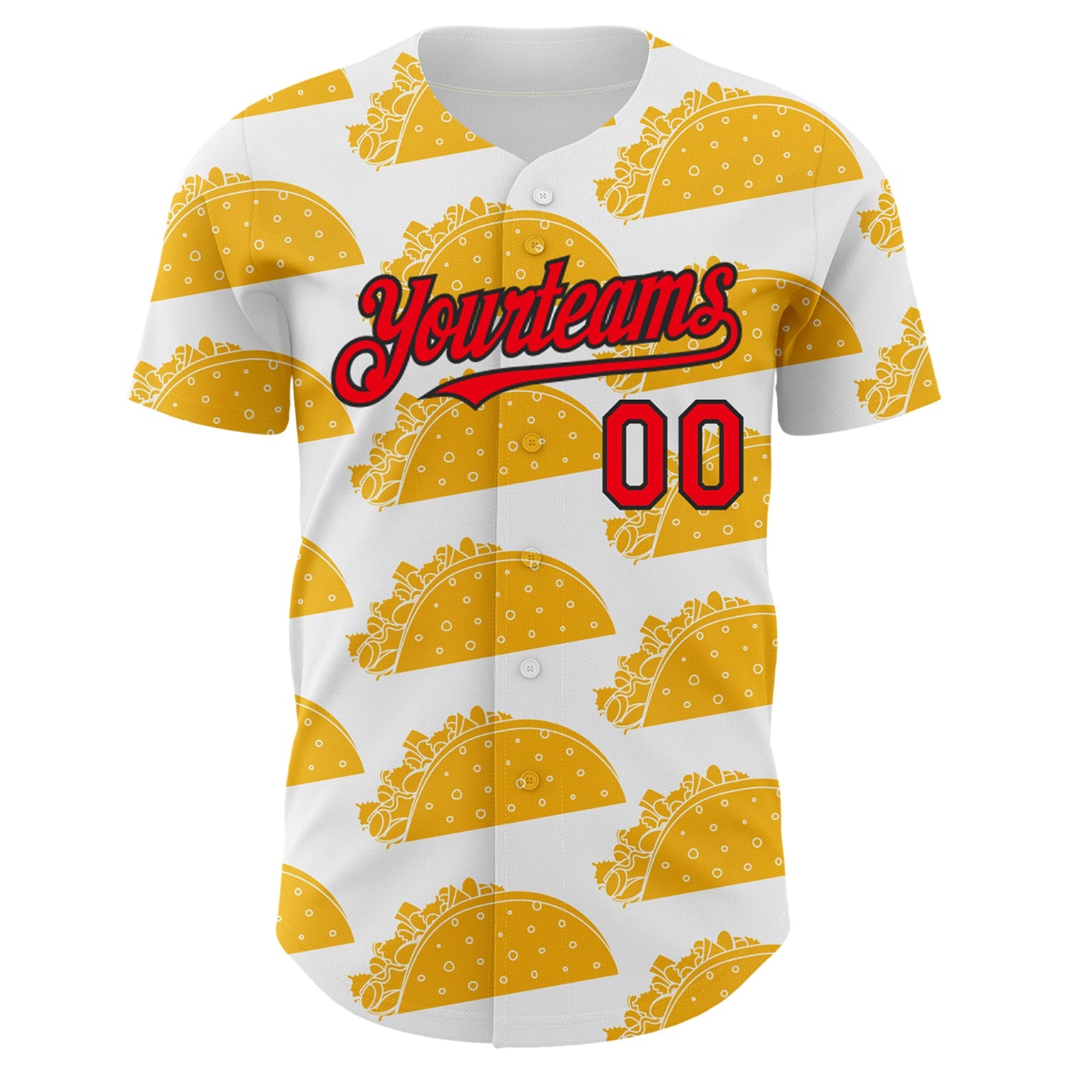 Custom White Fire Red-Black 3D Mexican Festival Nachos And Tacos Cinco de Mayo Authentic Baseball Jersey view 2