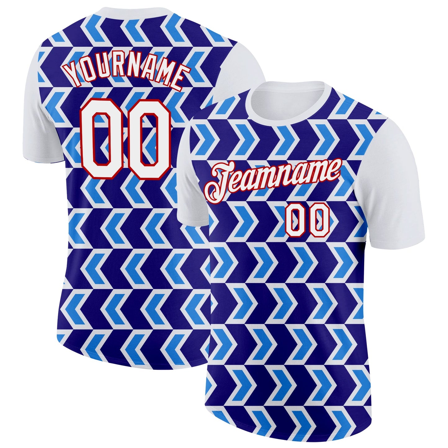 Custom White Dark Purple Powder Blue-Red 3D Esports Performance T-Shirt - Main View