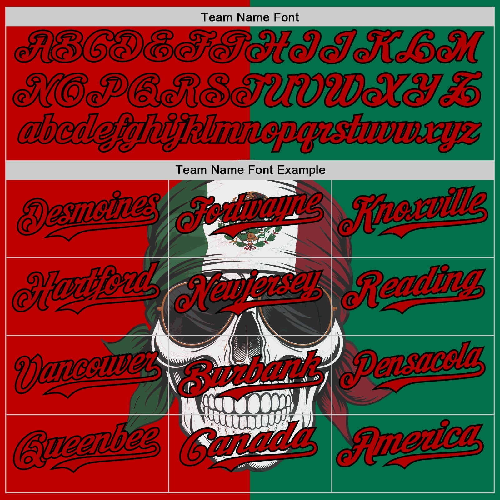 Custom Green Red-Black 3D Mexican Flag Skull Authentic Baseball Jersey view 4