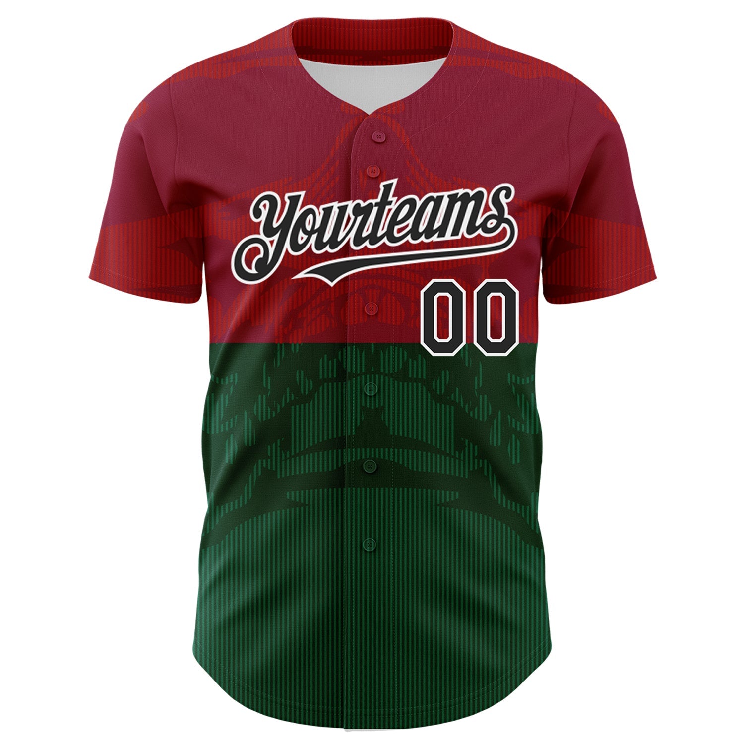 Custom Cardinal Black-Kelly Green 3D Mexico Authentic Baseball Jersey view 2
