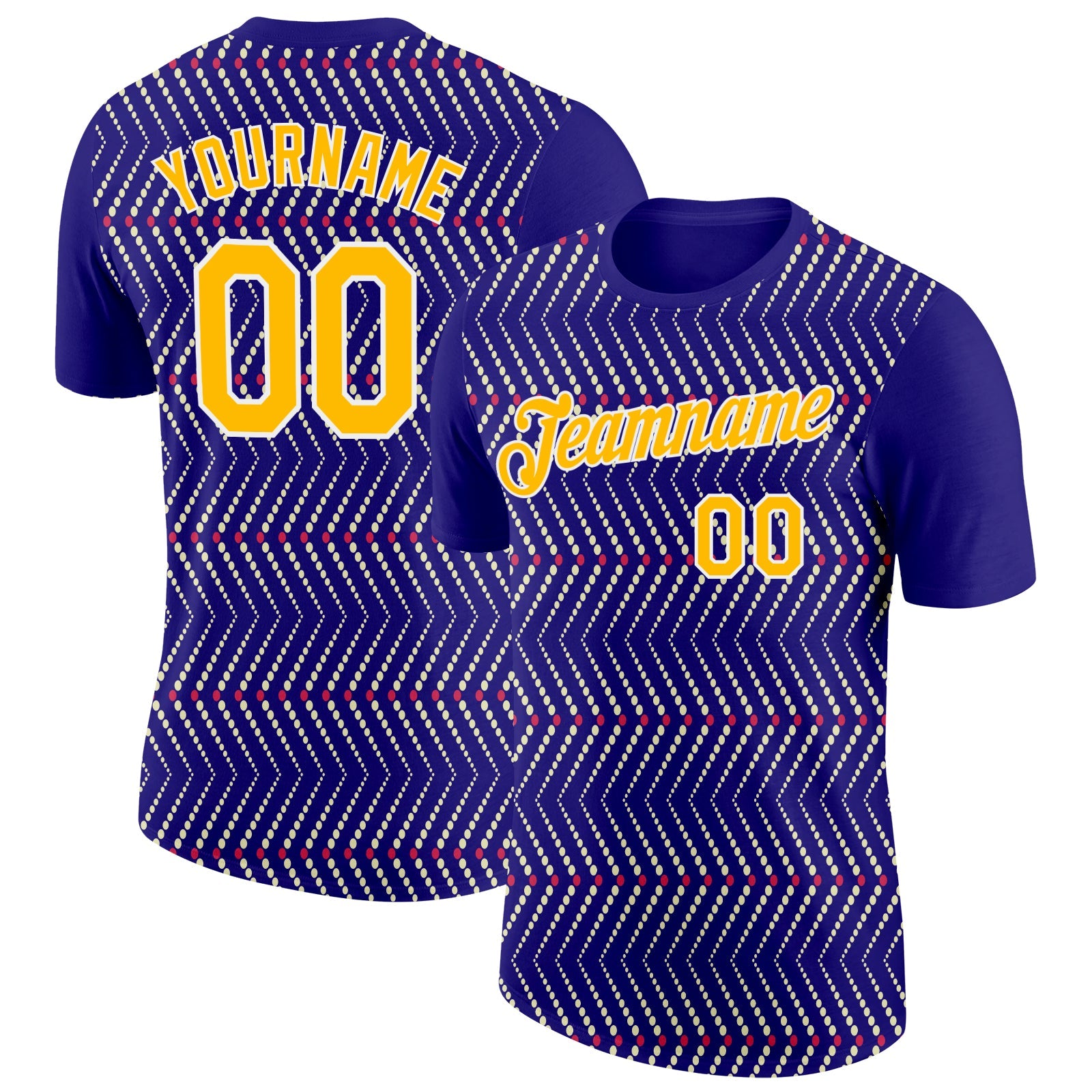 Custom Dark Purple Gold Cream Red-White 3D Esports Performance T-Shirt - Main View