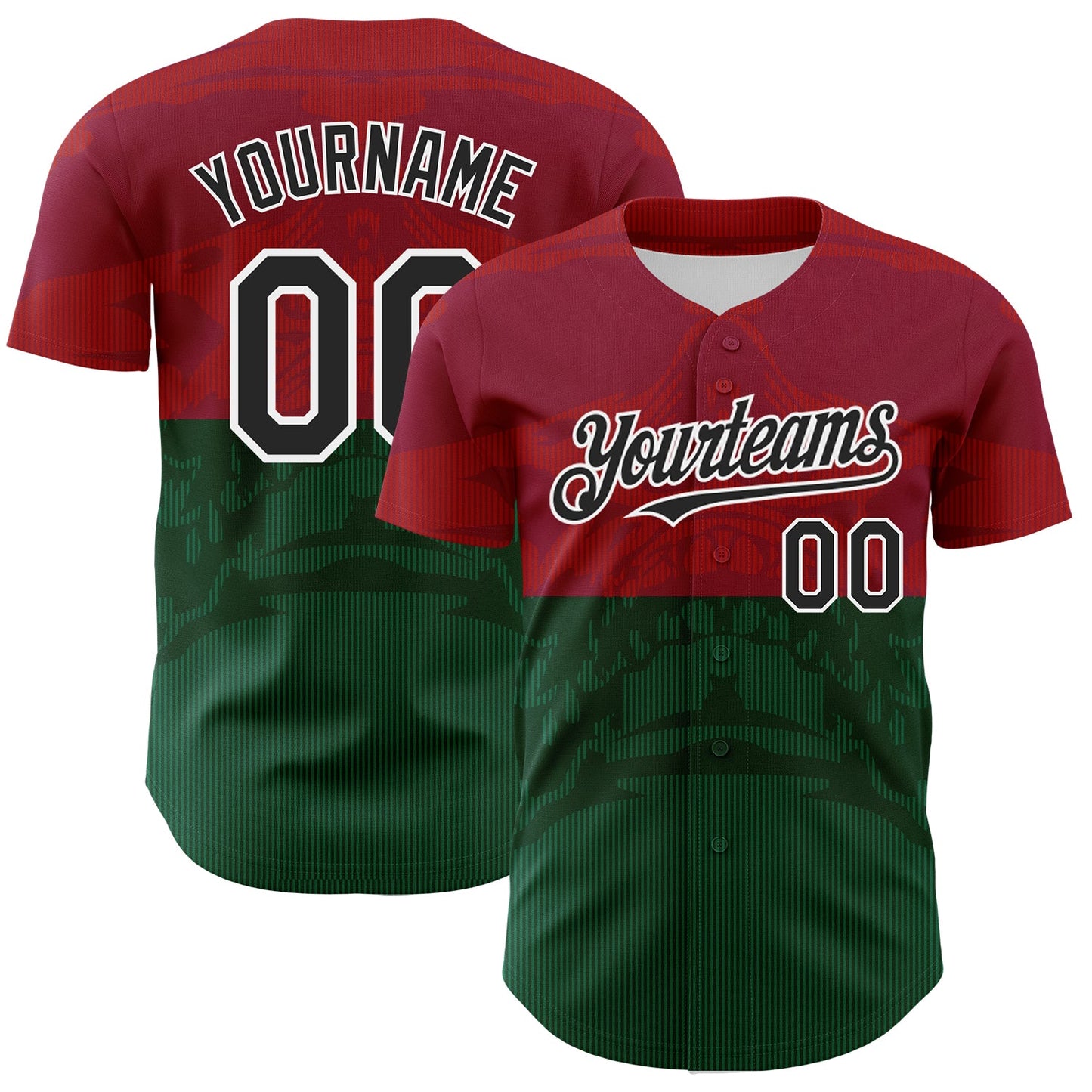 Custom Cardinal Black-Kelly Green 3D Mexico Authentic Baseball Jersey - Main View