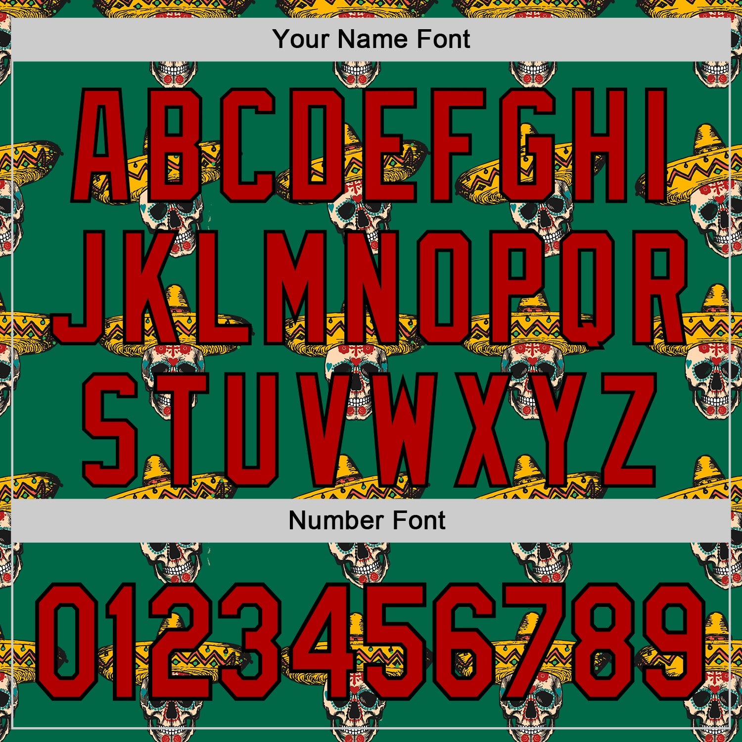 Custom Kelly Green Red-Black 3D Mexican Festival Skull With Sombrero Cinco de Mayo Authentic Baseball Jersey view 5