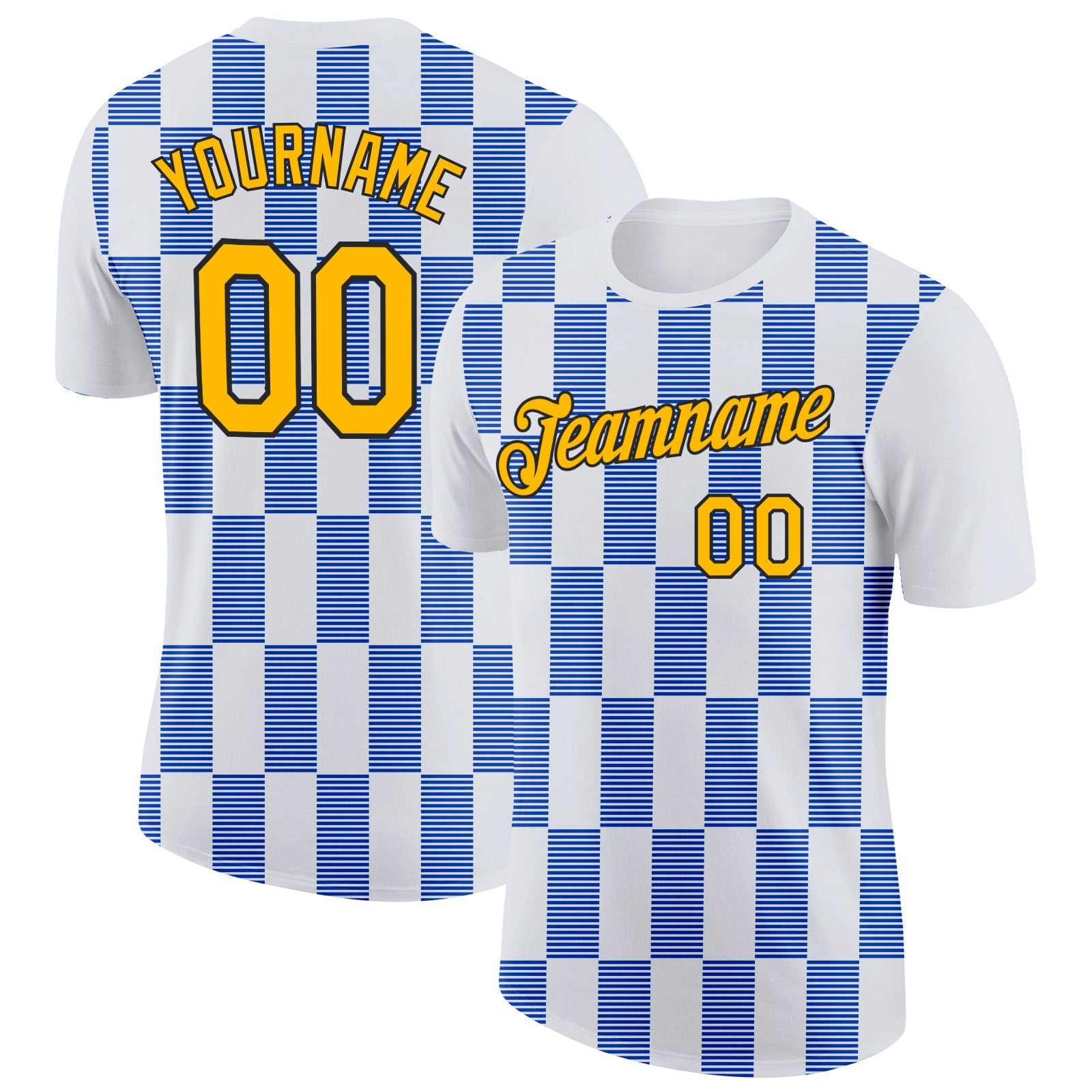 Custom White Gold Thunder Blue-Black 3D Esports Performance T-Shirt - Main View