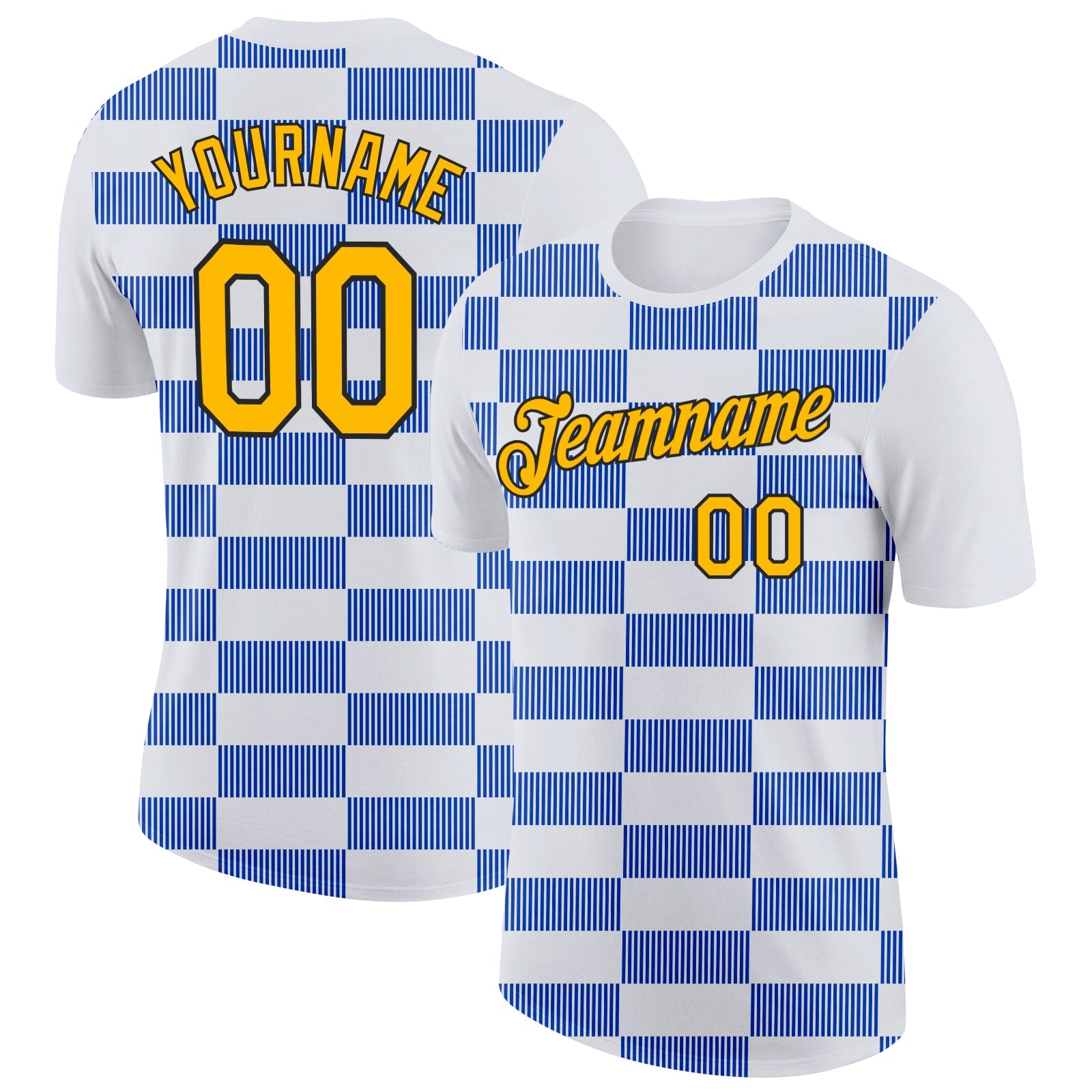 Custom White Gold Thunder Blue-Black 3D Esports Performance T-Shirt - Main View