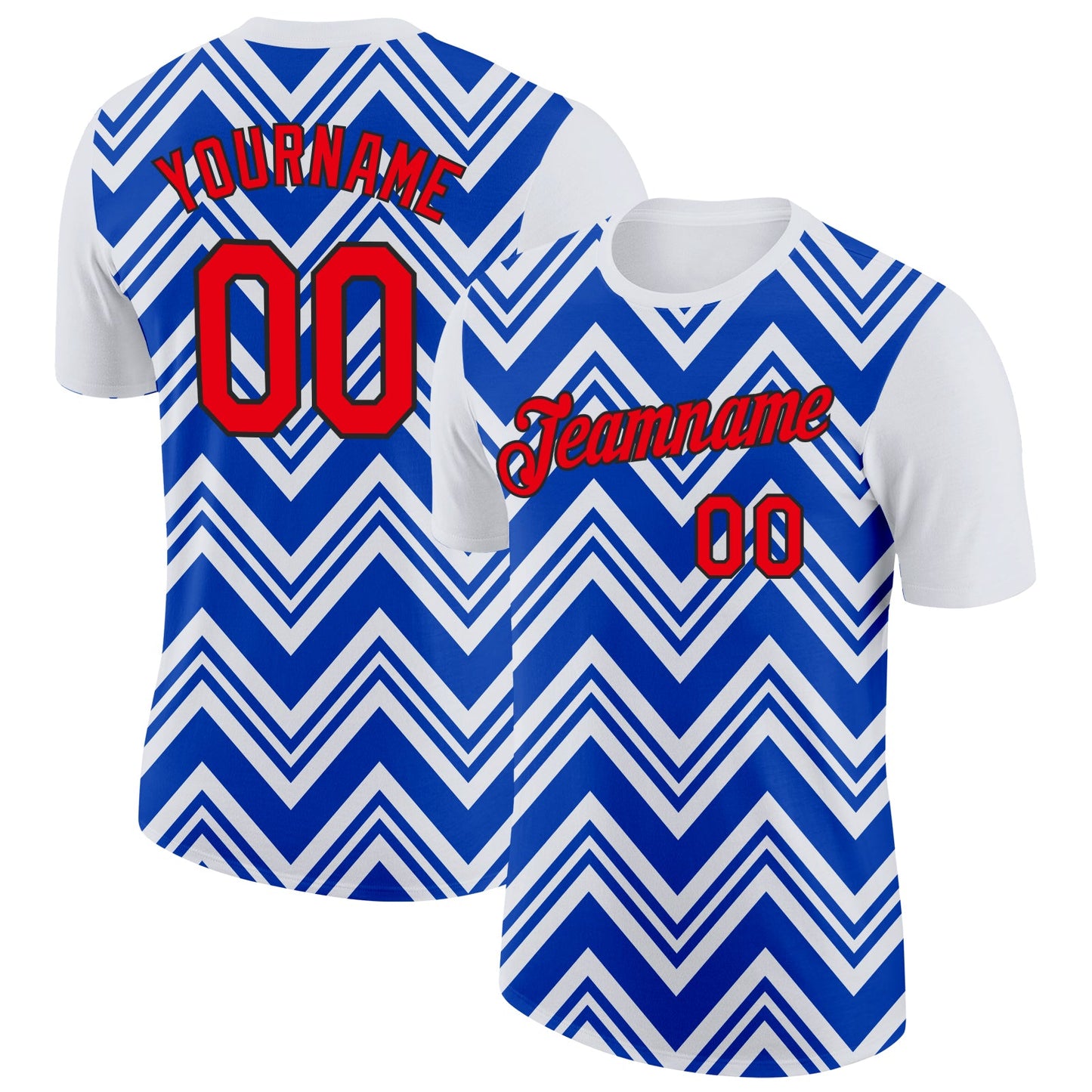Custom White Fire Red Thunder Blue-Black 3D Esports Performance T-Shirt - Main View