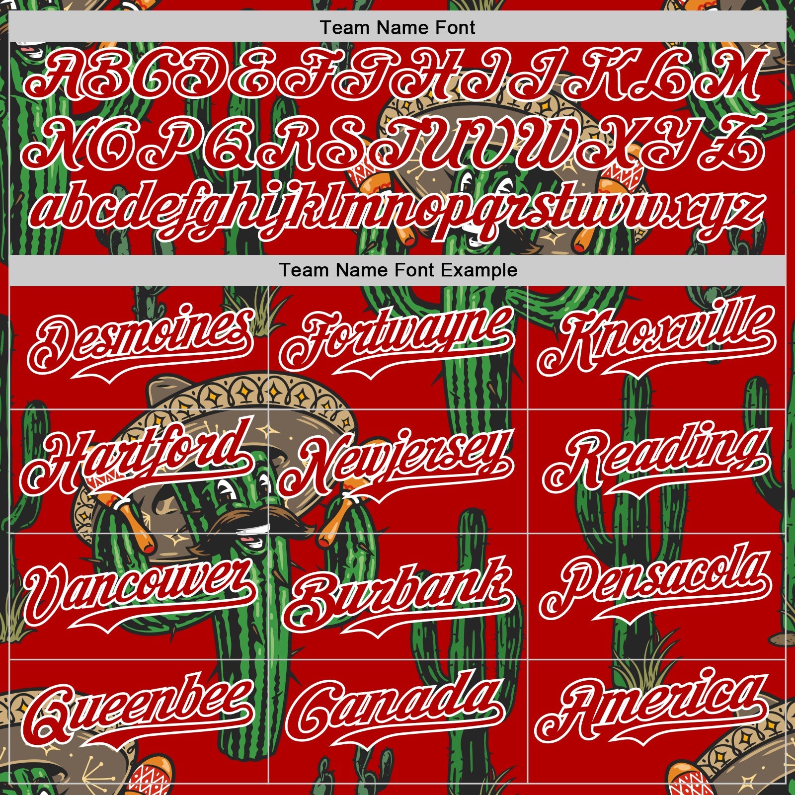 Custom Red White 3D Mexican Cactus Authentic Baseball Jersey view 4