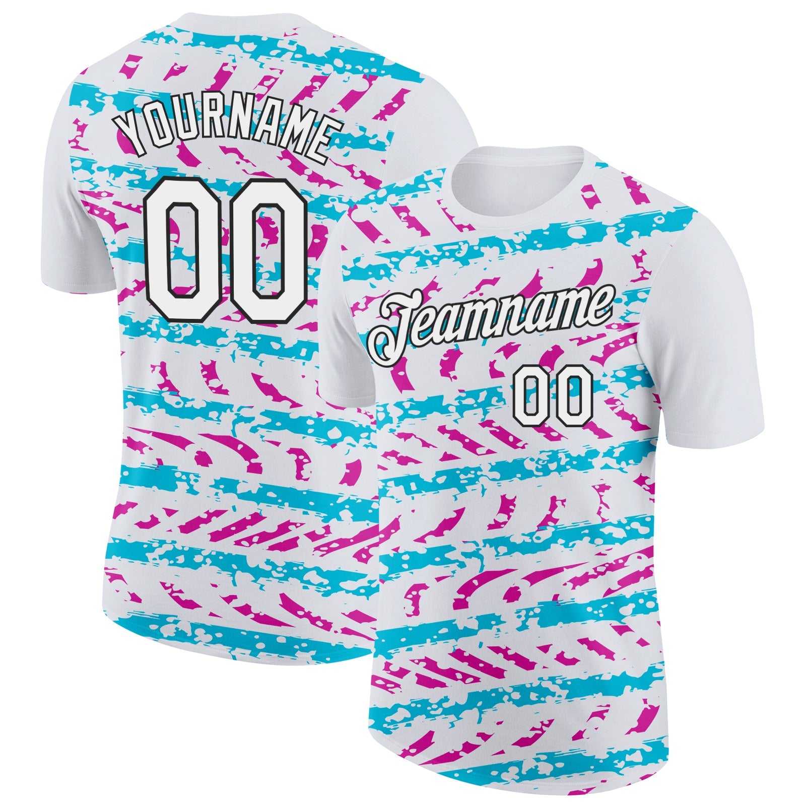 Custom White Lakes Blue Deep Pink-Black 3D Esports Performance T-Shirt - Main View