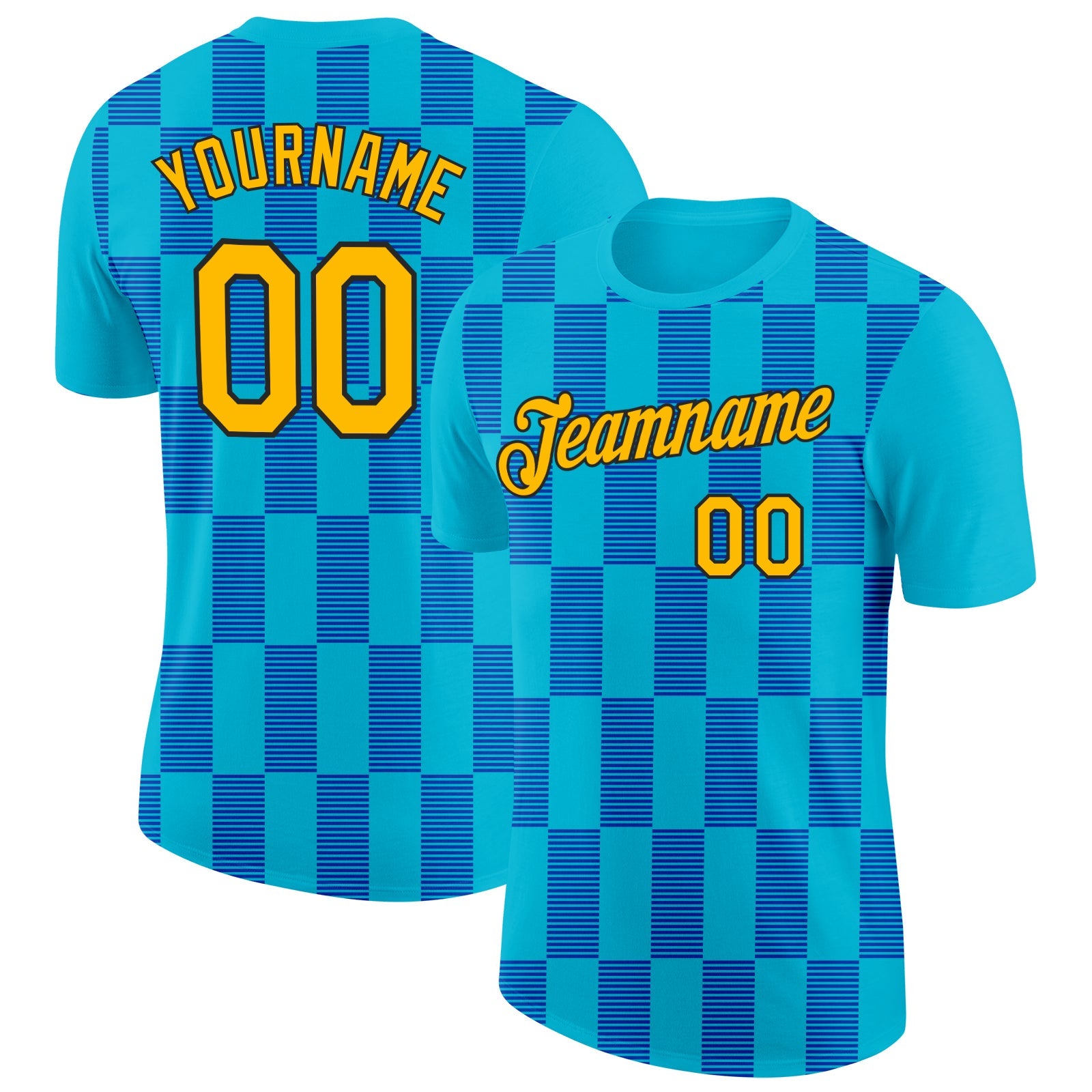 Custom Lakes Blue Gold Thunder Blue-Black 3D Esports Performance T-Shirt - Main View