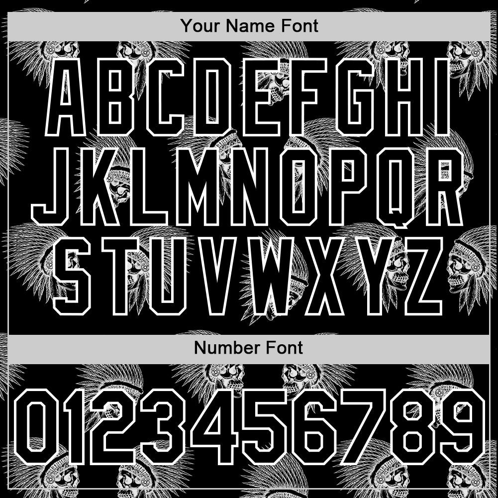 Custom Black White 3D Apache Skull Authentic Baseball Jersey view 5