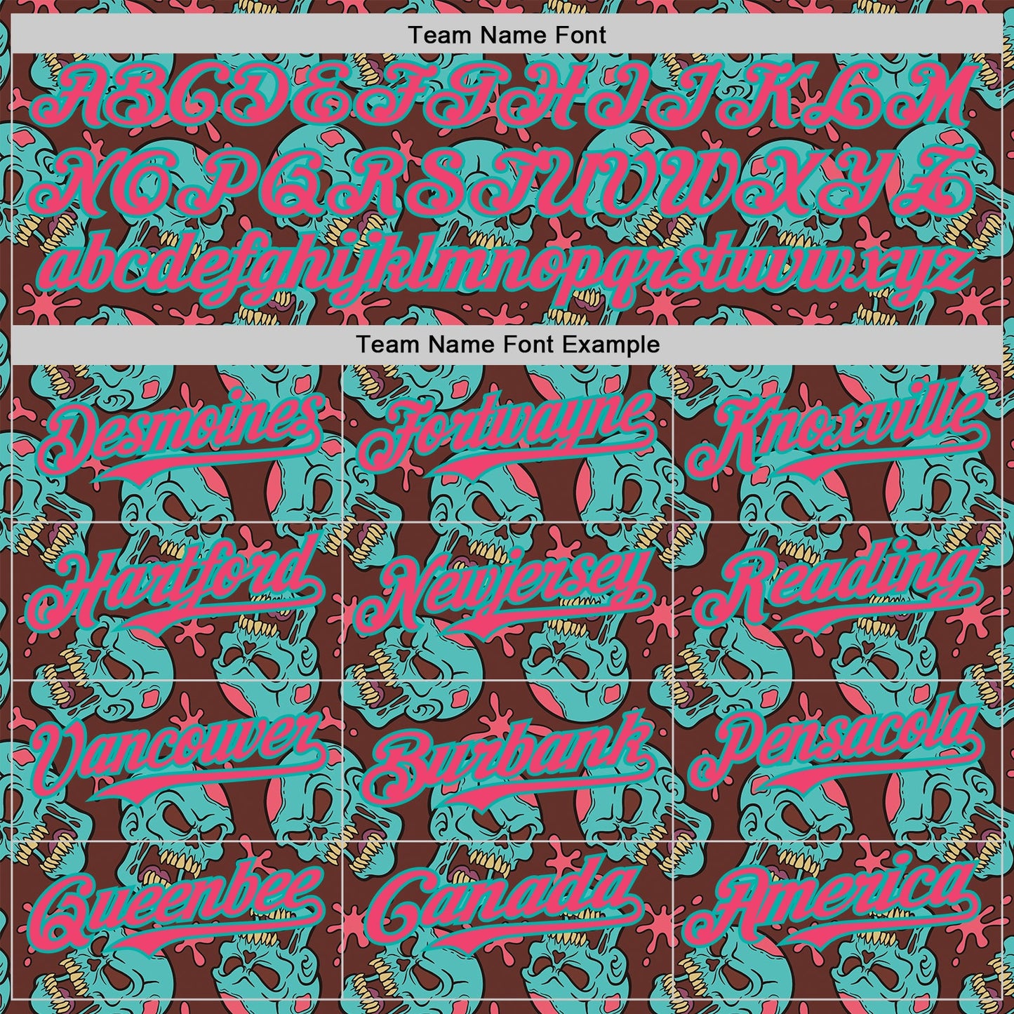 Custom Brown Neon Pink-Aqua 3D Zombie Skull Authentic Baseball Jersey view 4