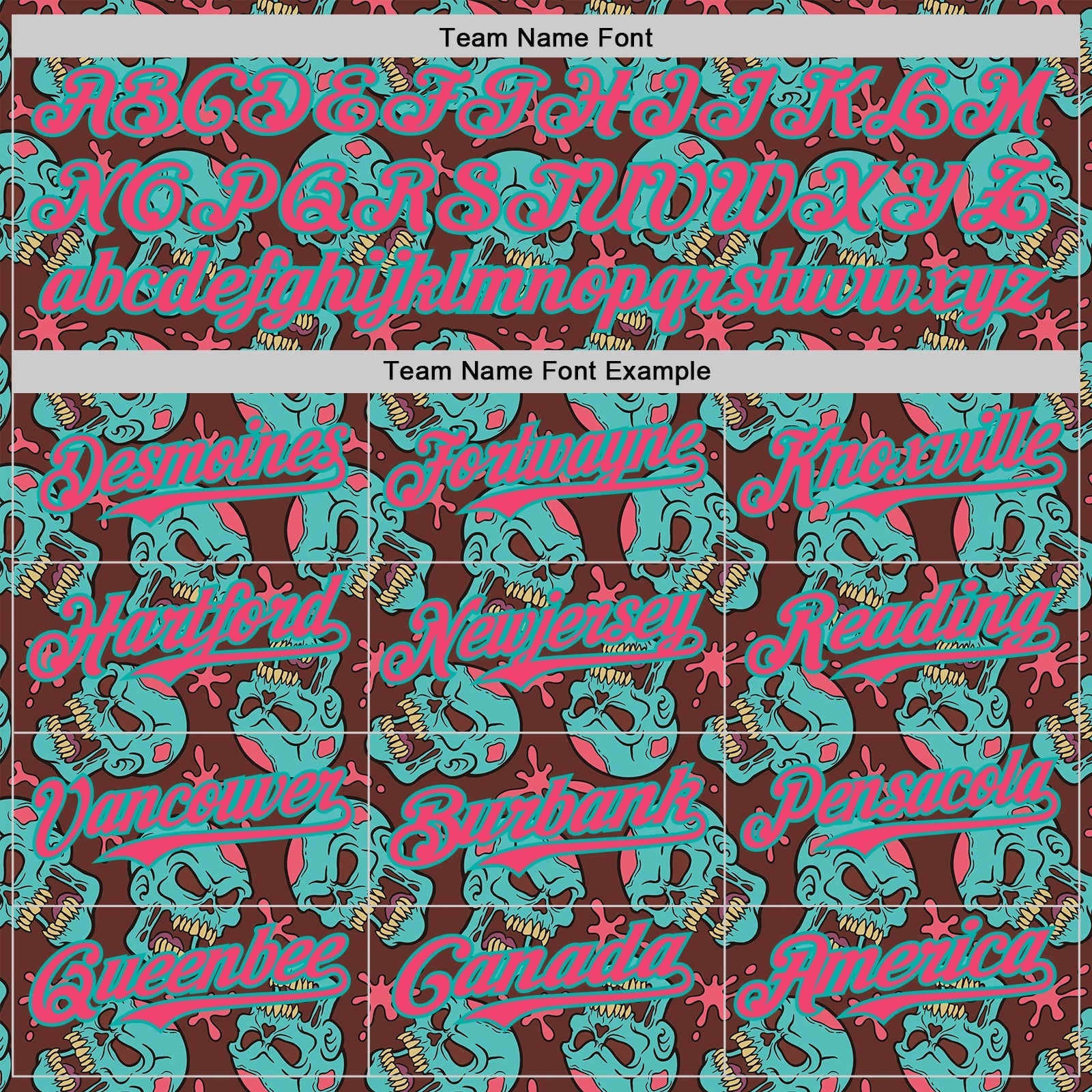 Custom Brown Neon Pink-Aqua 3D Zombie Skull Authentic Baseball Jersey view 4