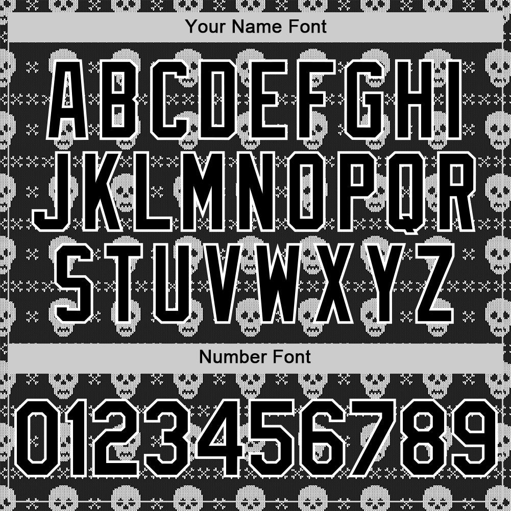 Custom Black White 3D Gothic Skull Authentic Baseball Jersey view 5