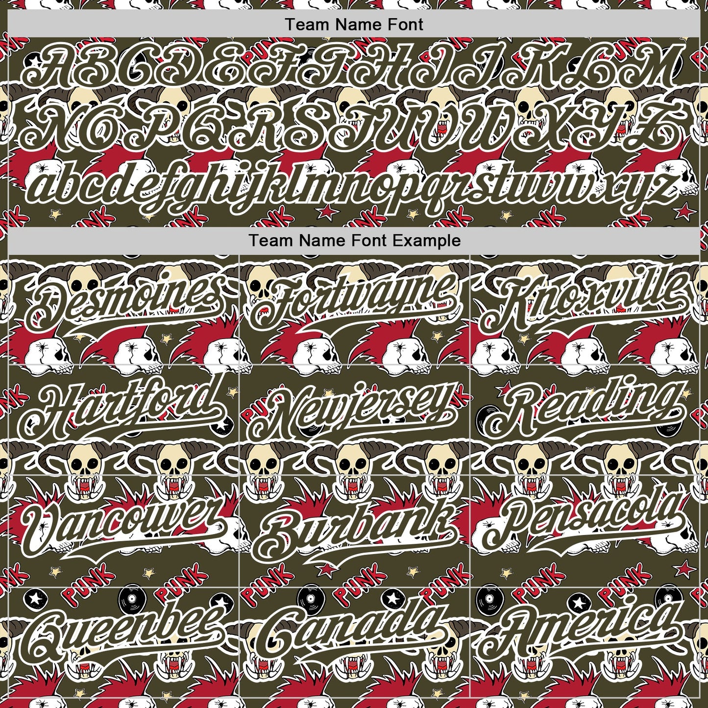 Custom Olive White 3D Punk Rock Skull Authentic Baseball Jersey view 4