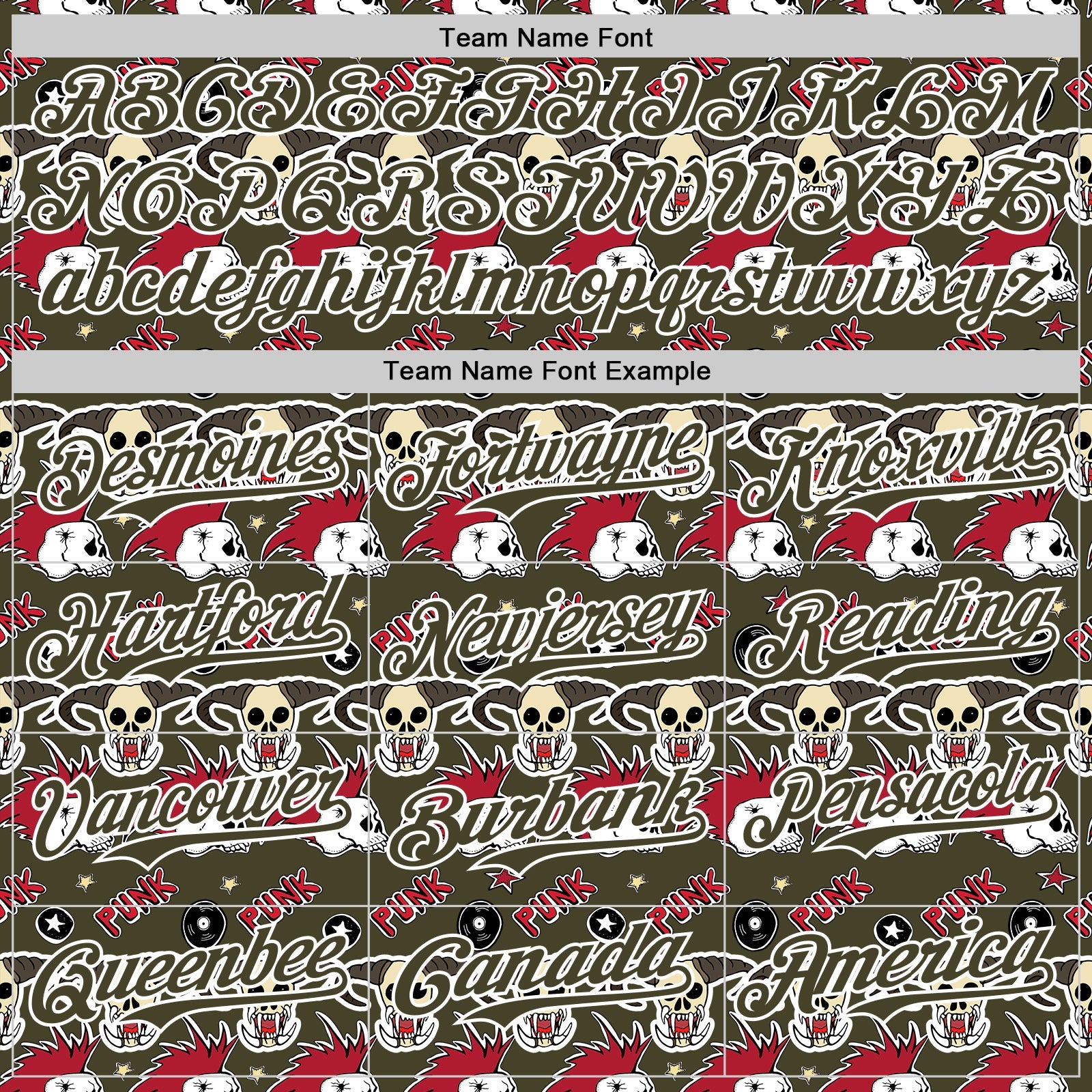 Custom Olive White 3D Punk Rock Skull Authentic Baseball Jersey view 4