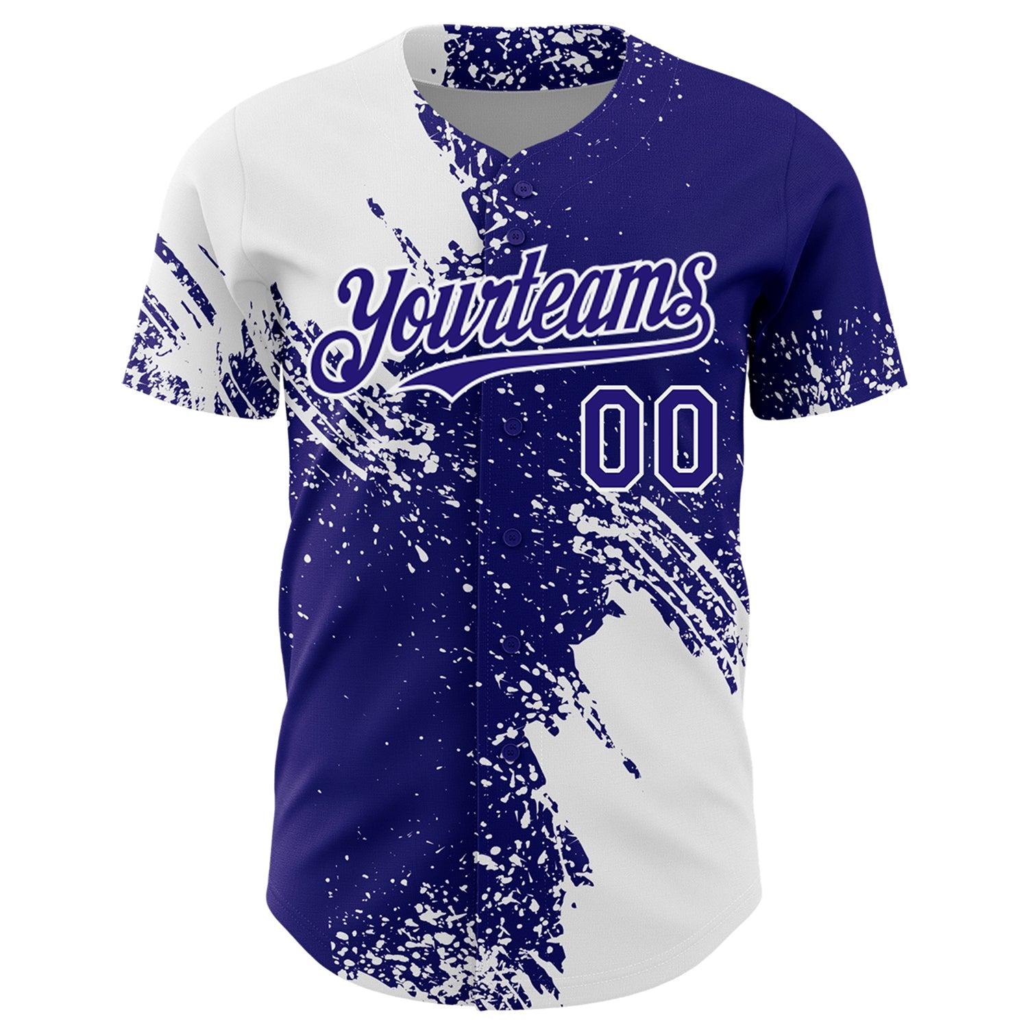 Custom White Dark Purple 3D Pattern Design Abstract Brush Stroke Authentic Baseball Jersey view 2
