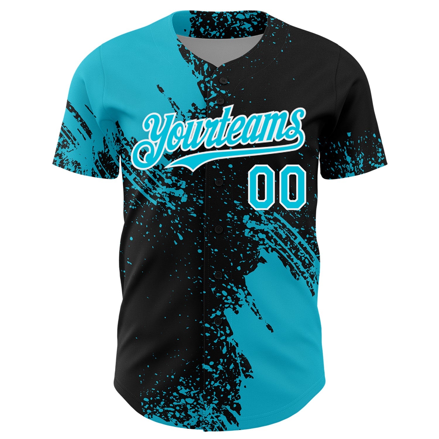 Custom Lakes Blue Black-White 3D Pattern Design Abstract Brush Stroke Authentic Baseball Jersey view 2