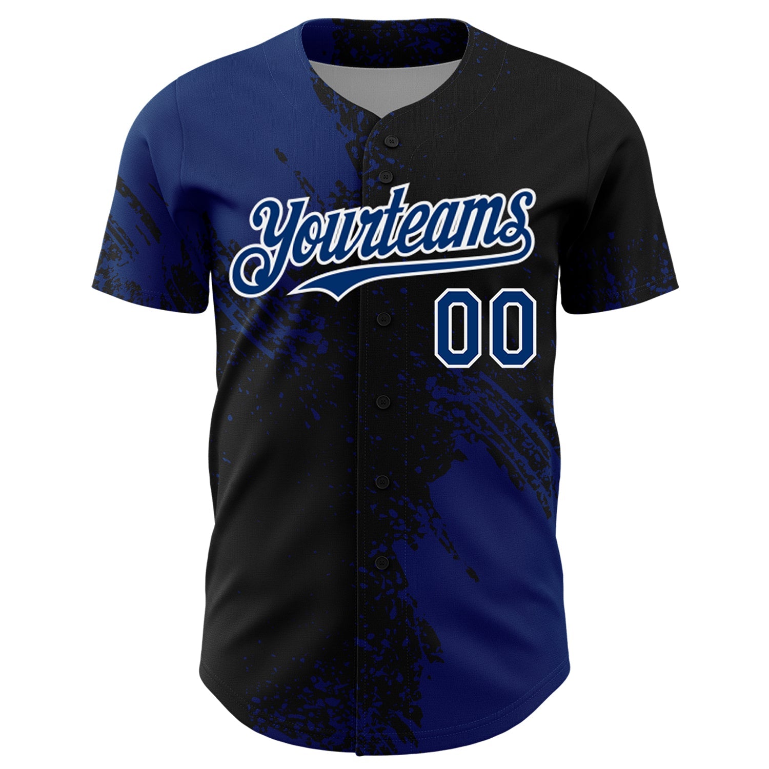 Custom US Navy Blue Black-White 3D Pattern Design Abstract Brush Stroke Authentic Baseball Jersey view 2