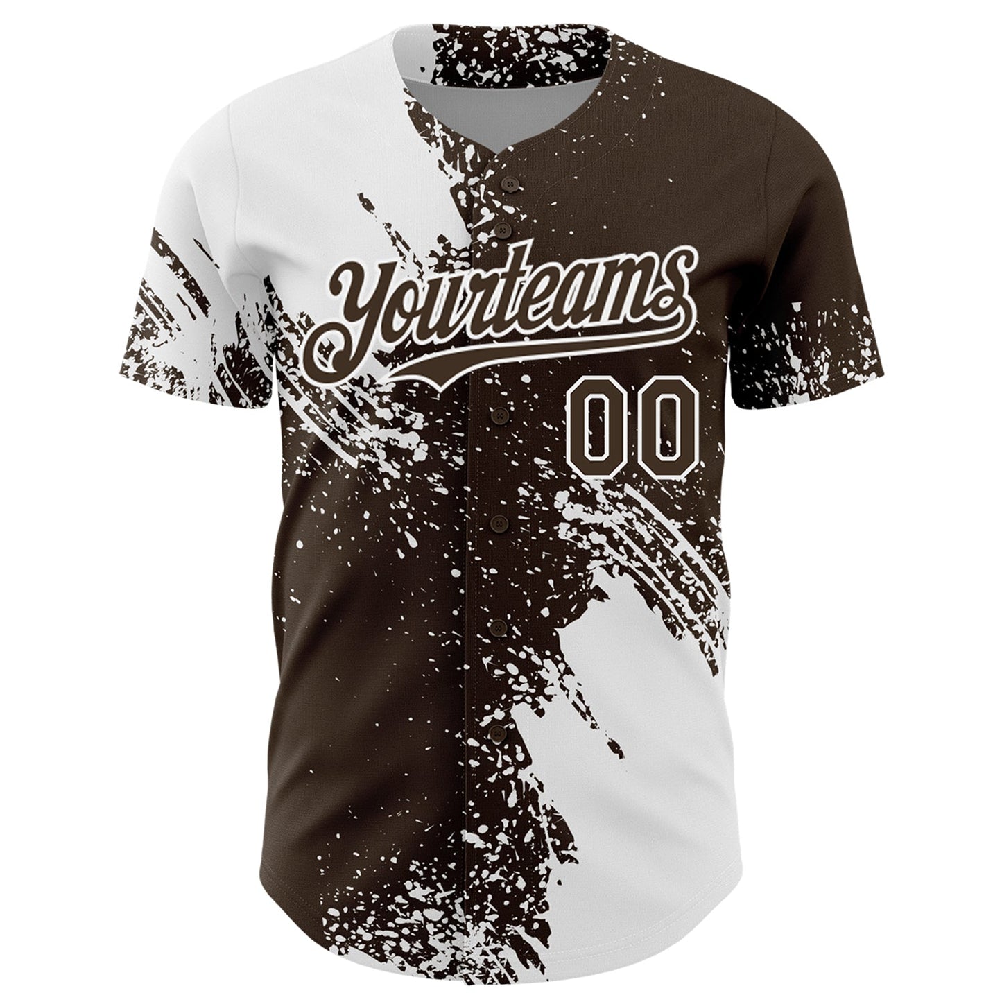 Custom White Brown 3D Pattern Design Abstract Brush Stroke Authentic Baseball Jersey view 2
