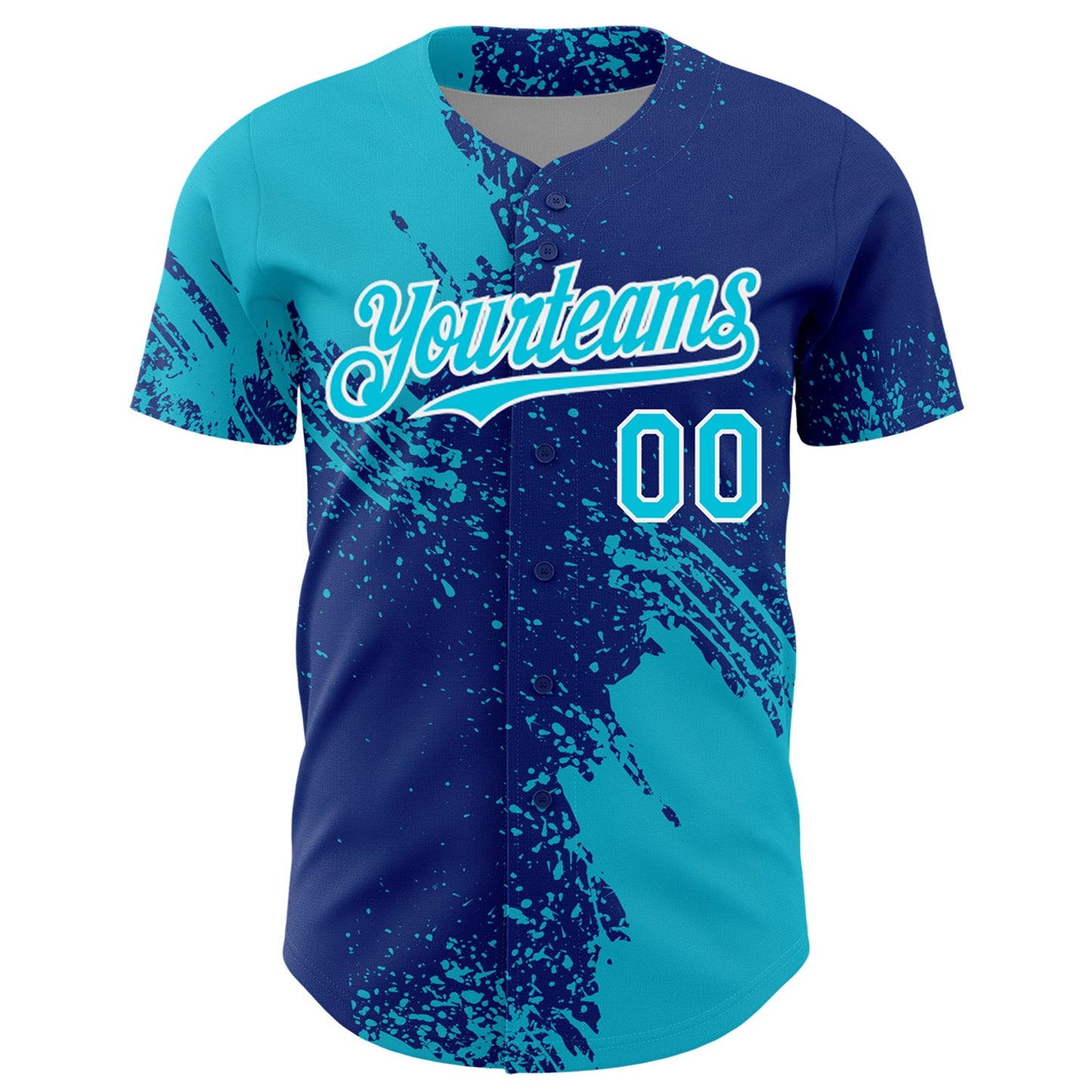 Custom Lakes Blue Royal-White 3D Pattern Design Abstract Brush Stroke Authentic Baseball Jersey view 2