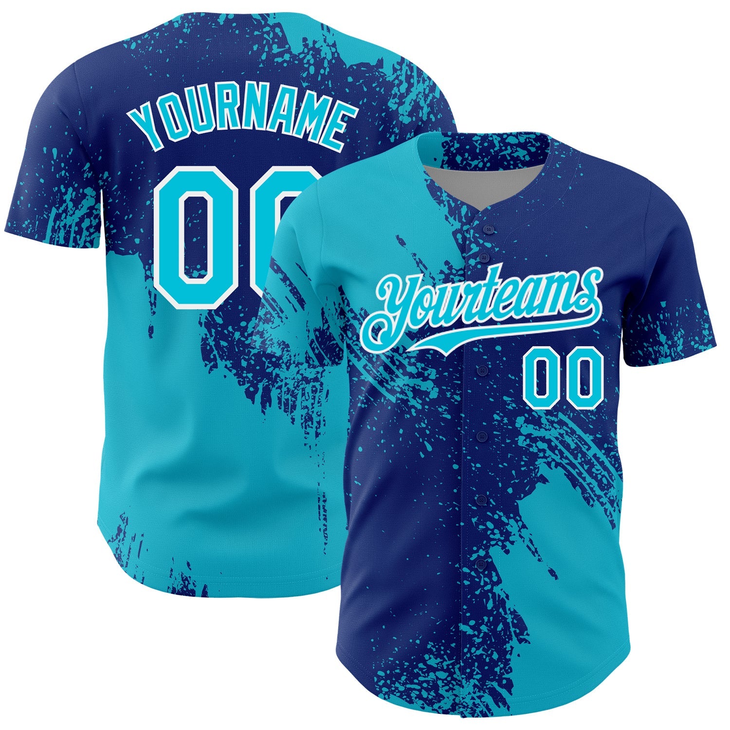Custom Lakes Blue Royal-White 3D Pattern Design Abstract Brush Stroke Authentic Baseball Jersey - Main View